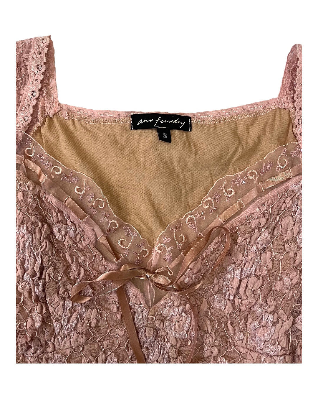 Ann Ferriday Pink Lace Top