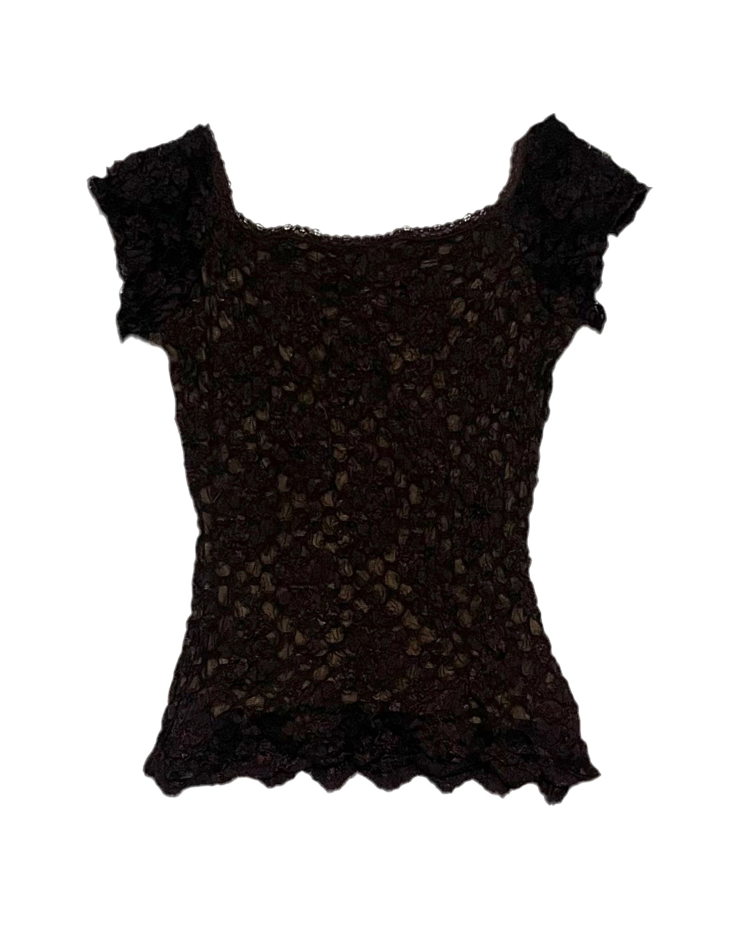 Ann Ferriday Brown Lace Top