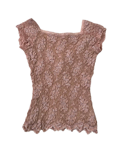 Ann Ferriday Pink Lace Top