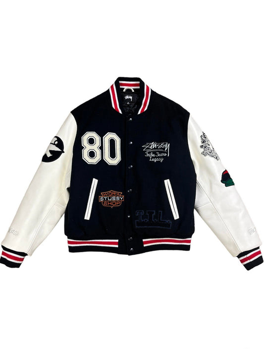 Stussy Denim Tribe Tears Legacy Varsity Jacket