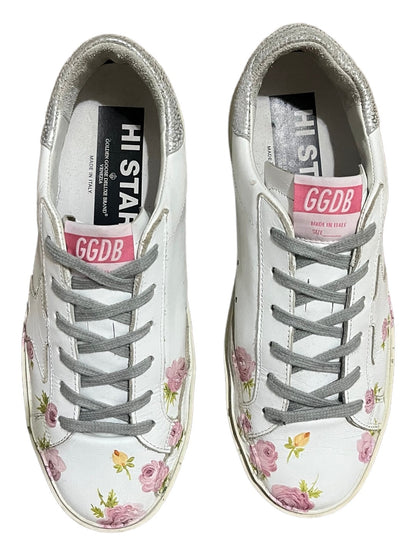 Golden Goose Deluxe Brand Hi Star Floral White Sneakers Made In Italy