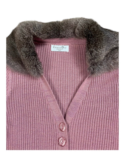 Christian Dior Fur Lined Pink Cardigan