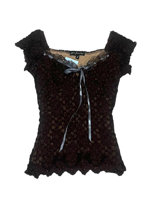 Ann Ferriday Brown Lace Top