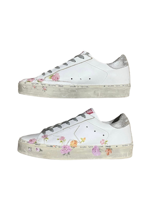 Golden Goose Deluxe Brand Hi Star Floral White Sneakers Made In Italy