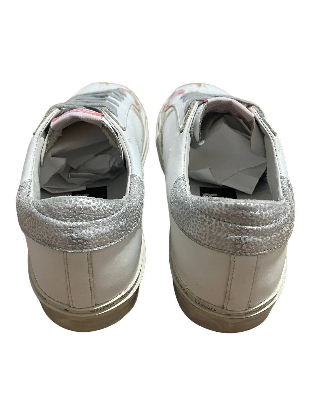 Golden Goose Deluxe Brand Hi Star Floral White Sneakers Made In Italy