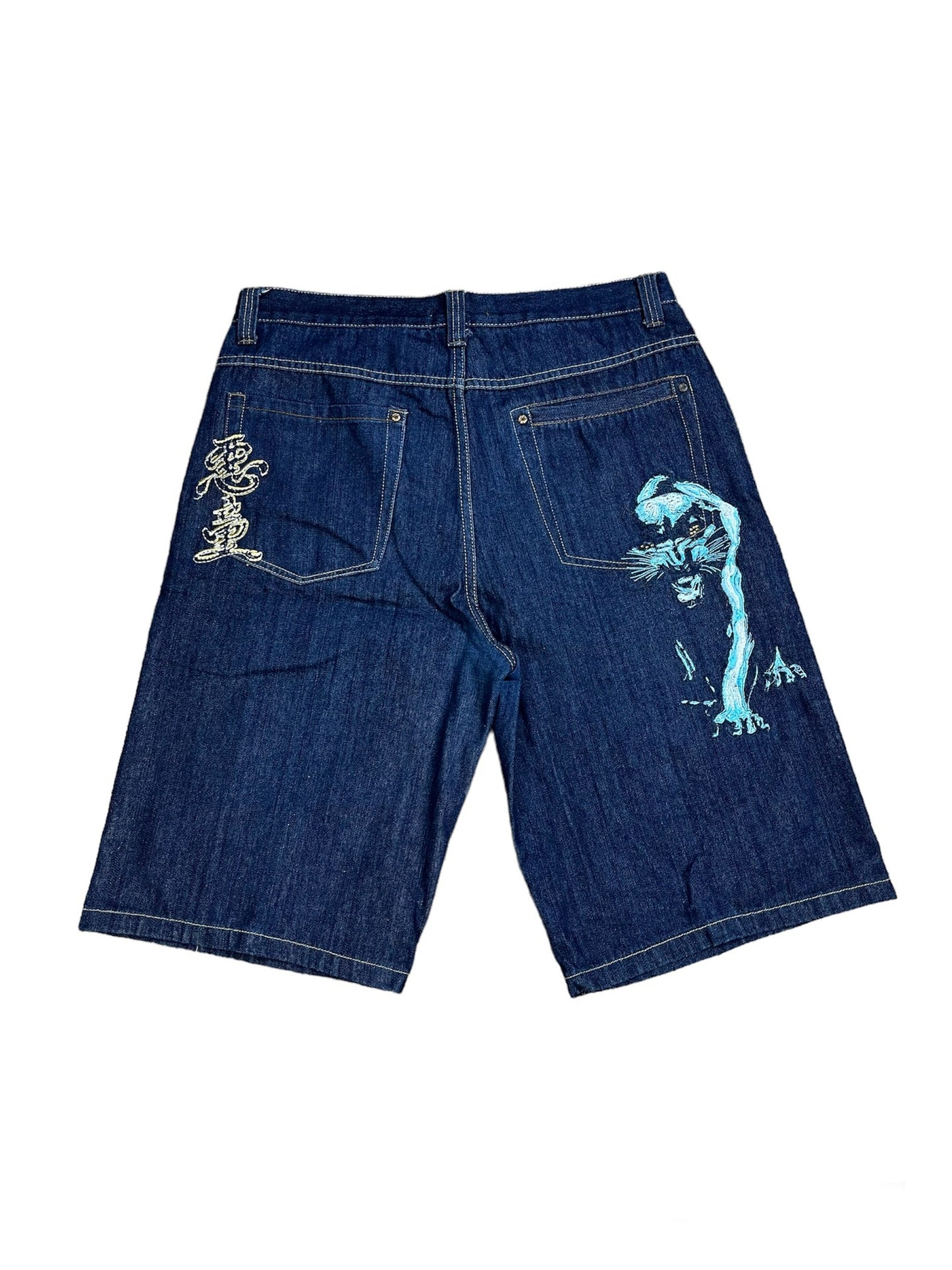 Vintage Y2k Paco Jeans Tiger Embroidery Jorts