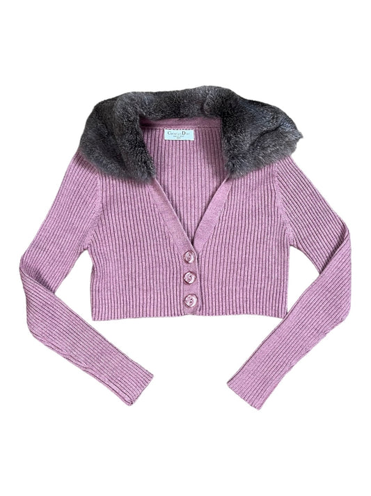 Christian Dior Fur Lined Pink Cardigan