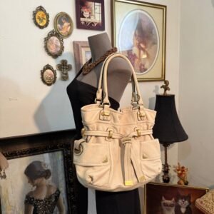 B MAKOWSKI Gold Studded Belted Purse Hobo Leather Handbag Satchel
Shoulder Tote