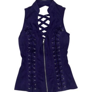 Faux Suede Lace Up Top