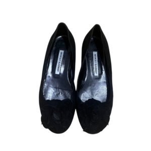 Manolo Blahnik Suede Flower Ballet Flats