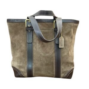 Coach Carly Taupe Suede Shoulder Tote Bag