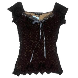 Ann Ferriday Brown Lace Top